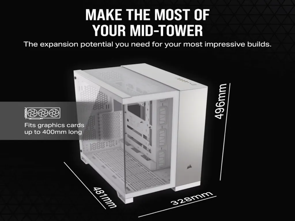 Corsair Kucište CORSAIR 6500X Mid-Tower/dve komore/kaljeno staklo/bez napajanja/bela/saten sivo aluminijum Slika 2
