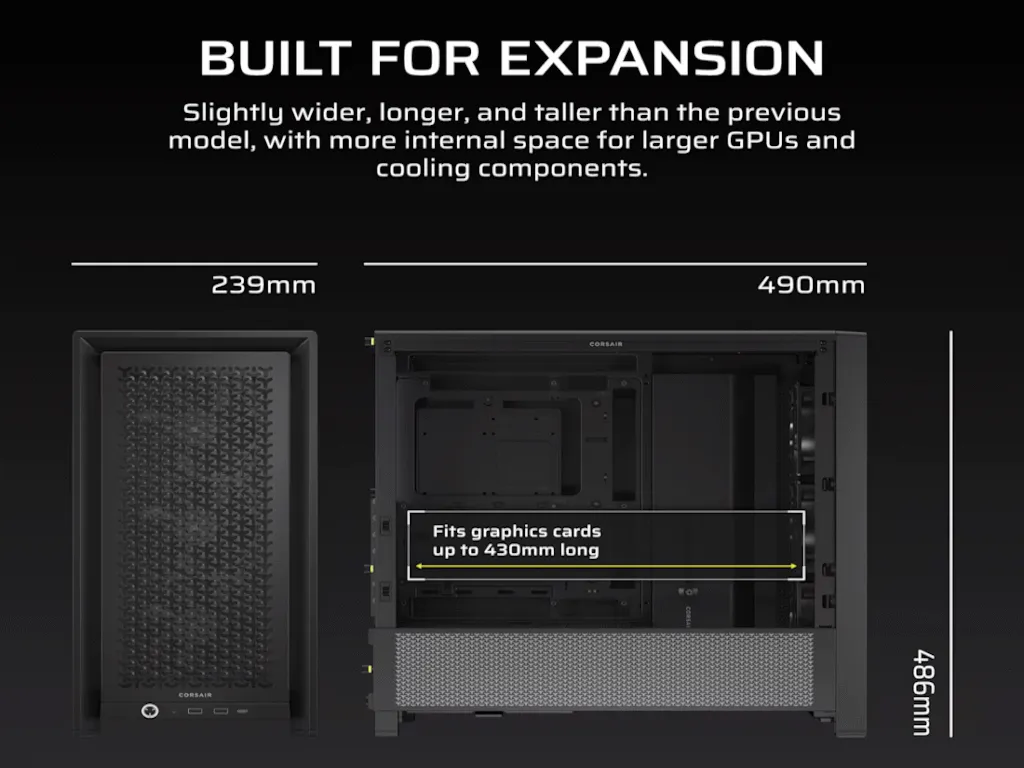 Kucište CORSAIR FRAME 4000D RS Mid-Tower/ATX/kaljeno staklo/bez napajanja/crna Slika 2