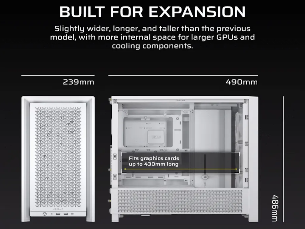 Kucište CORSAIR FRAME 4000D RS Mid-Tower/ATX/kaljeno staklo/bez napajanja/bela Slika 2