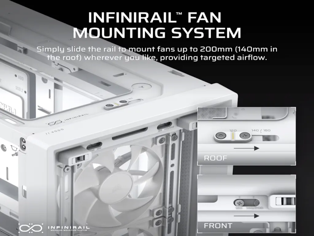 Kucište CORSAIR FRAME 4000D RS Mid-Tower/ATX/kaljeno staklo/bez napajanja/bela Slika 6