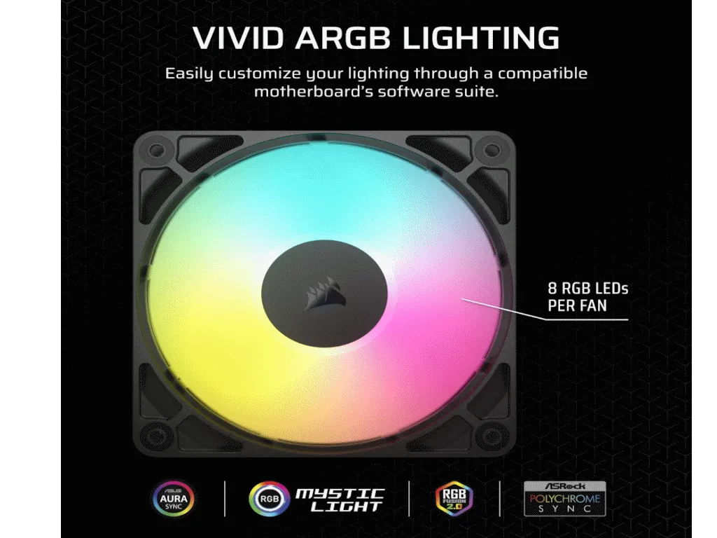 Corsair Ventilator CORSAIR RS120/120mm/ARGB/single pack/crna Slika 3