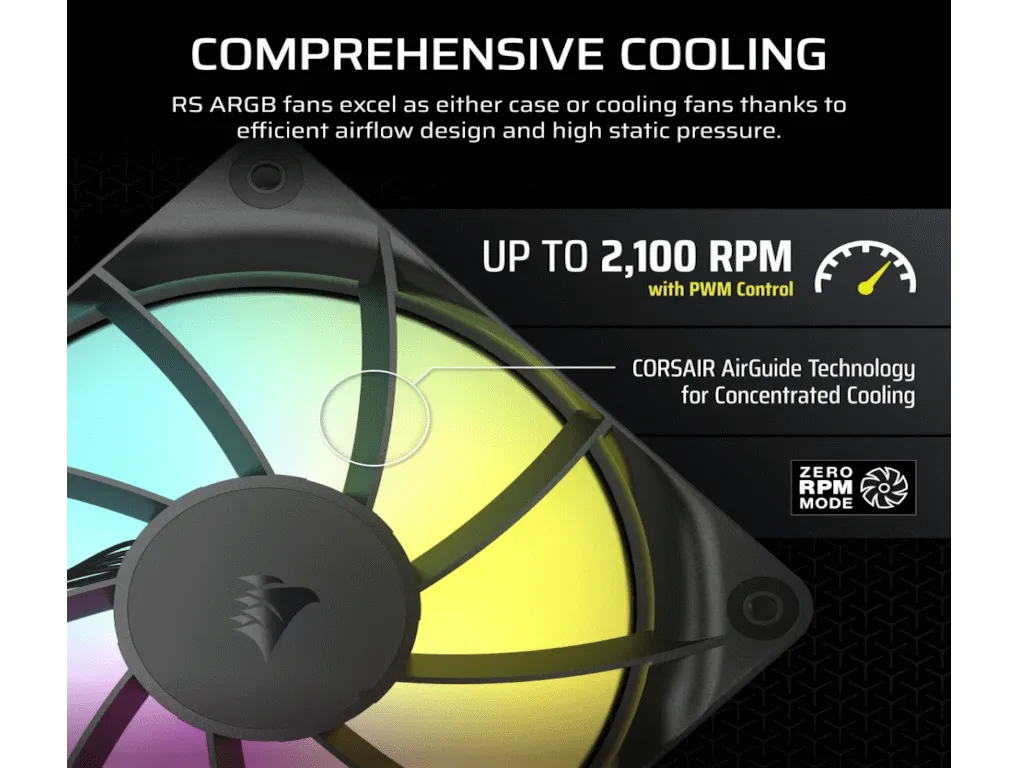 Corsair Ventilator CORSAIR RS120/120mm/ARGB/single pack/crna Slika 4