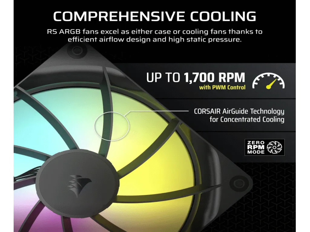 Corsair Ventilator CORSAIR RS140 ARGB/140mm/dual pack/crna Slika 3