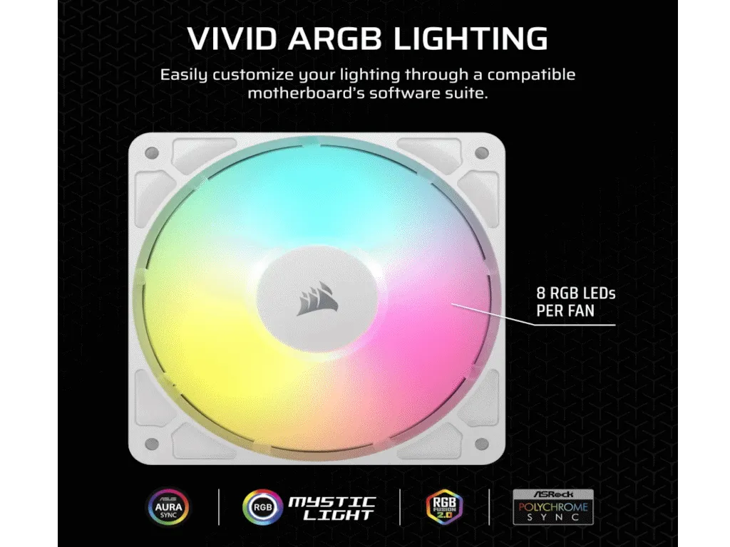 Corsair Ventilator CORSAIR RS120/120mm/ARGB/single pack/bela Slika 2