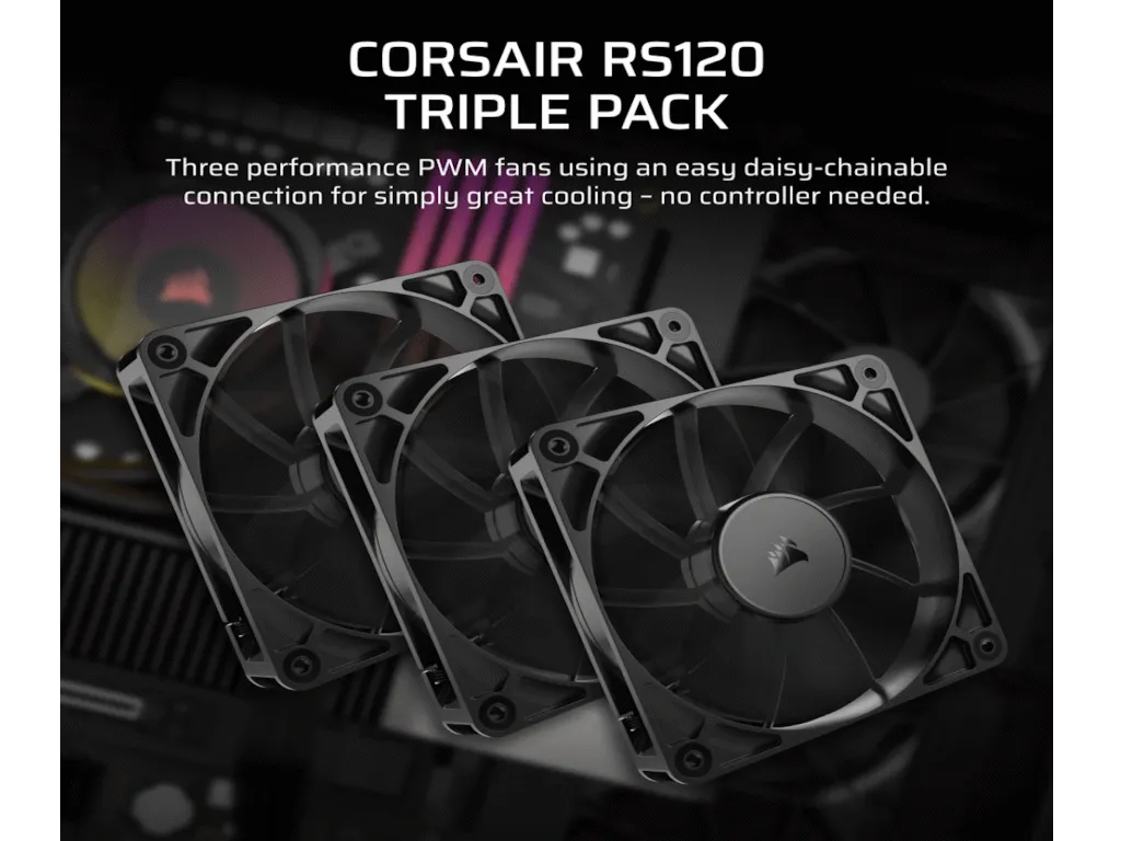 Corsair Ventilator CORSAIR RS120/120mm/triple pack/crna Slika 5