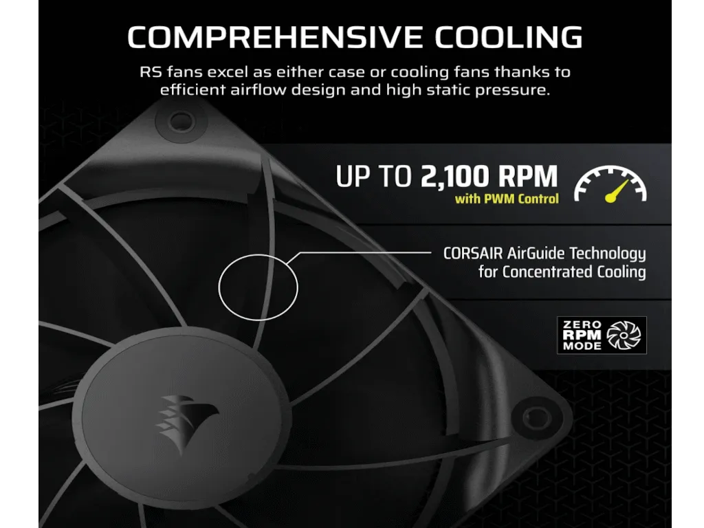 Corsair Ventilator CORSAIR RS120/120mm/triple pack/crna Slika 2