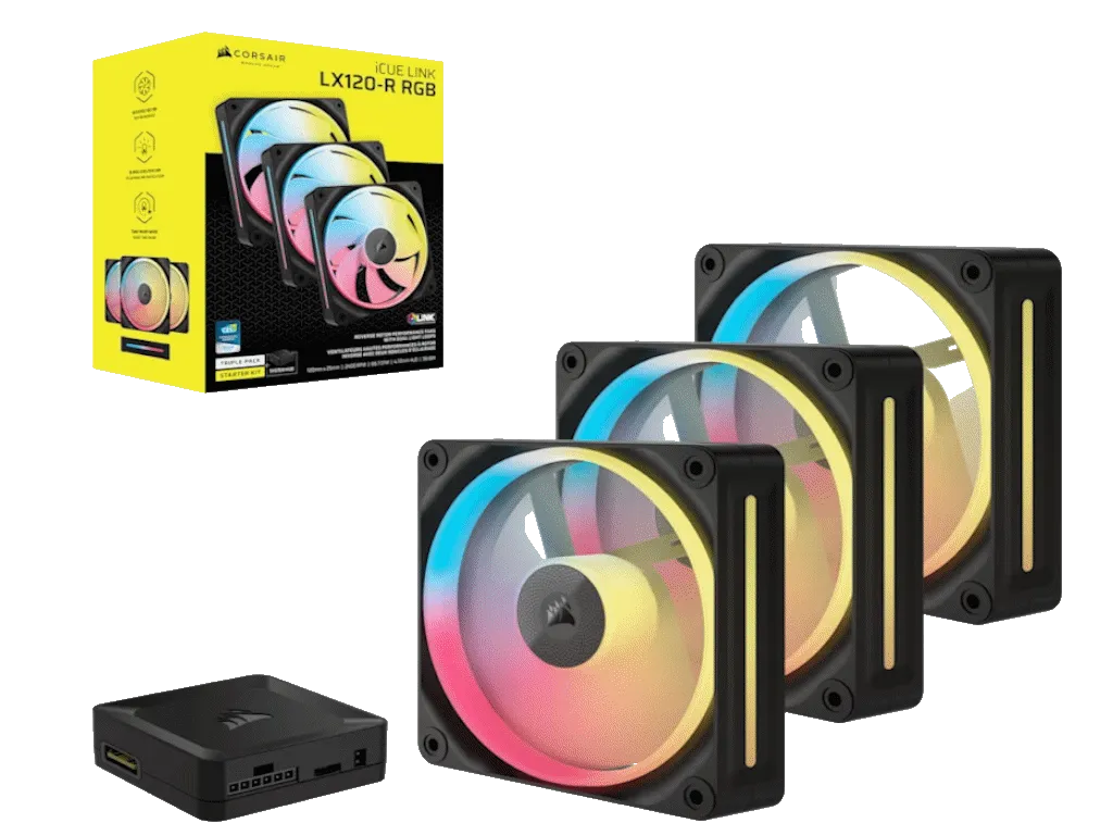 Corsair Kuler za PC CORSAIR iCUE LINK LX120-R/RGB/120mm/triple fan kit/crna Slika 2