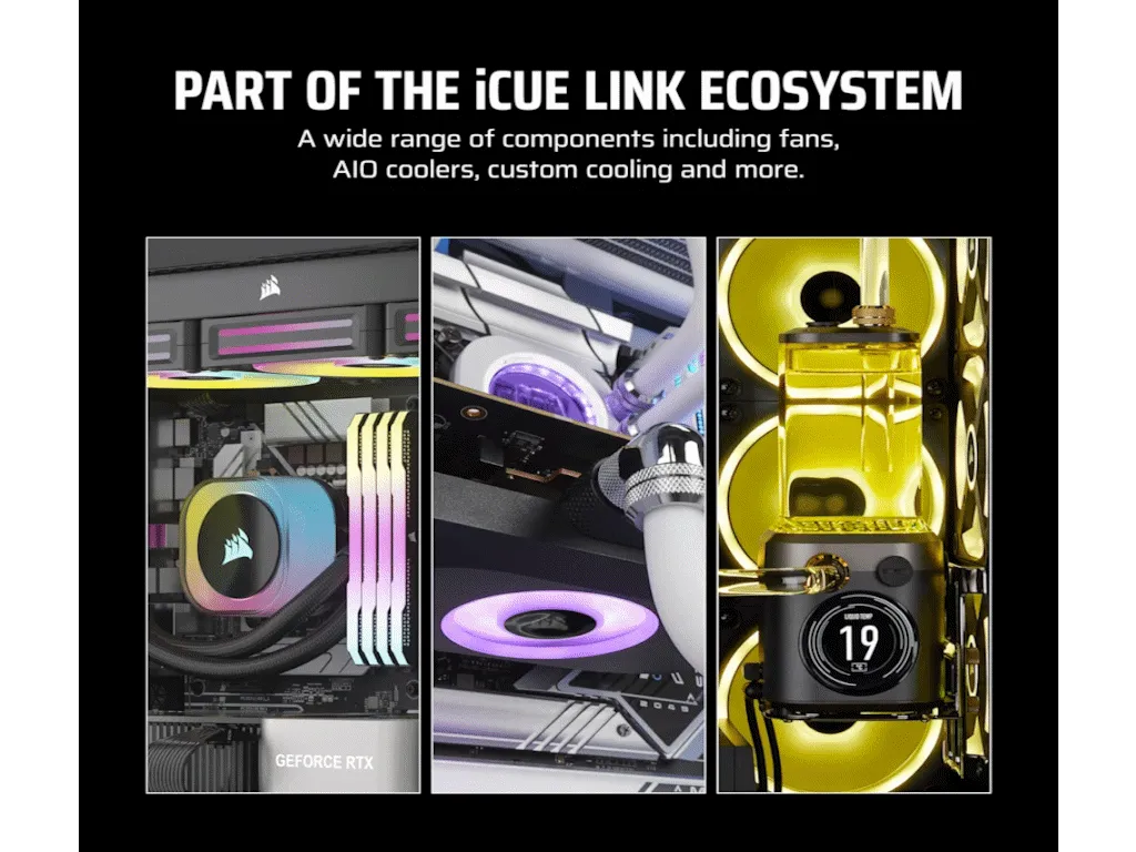 Corsair Kuler za PC CORSAIR iCUE LINK LX120-R/RGB/120mm/triple fan kit/crna Slika 3