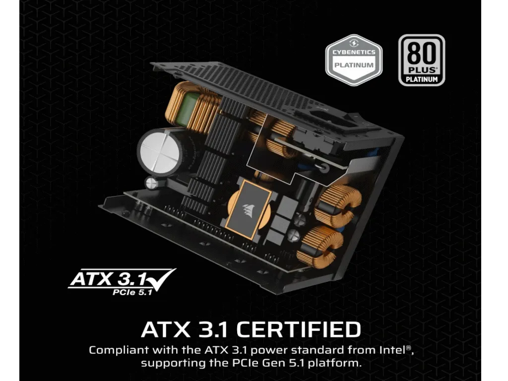 Corsair Napajanje CORSAIR SF1000 1000W/SFX/80+Platinum/modularno/crna Slika 2