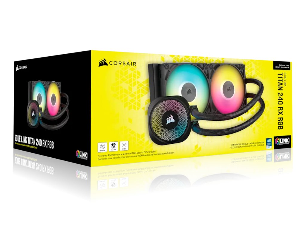 Corsair Kuler za CPU CORSAIR iCUE LINK TITAN 240 RX/RGB/AIO/240mm/dual fan/vodeno hladenje/crna Slika 3
