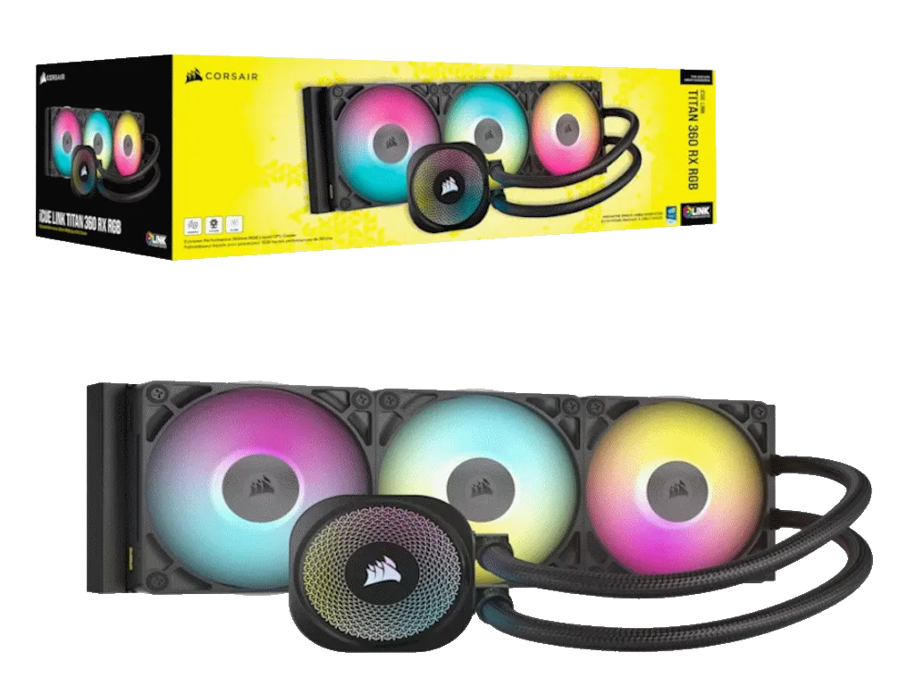 Corsair Kuler za CPU CORSAIR iCUE LINK TITAN 360 RX/RGB/AIO/360mm/triple fan/vodeno hladenje/crna Slika 8