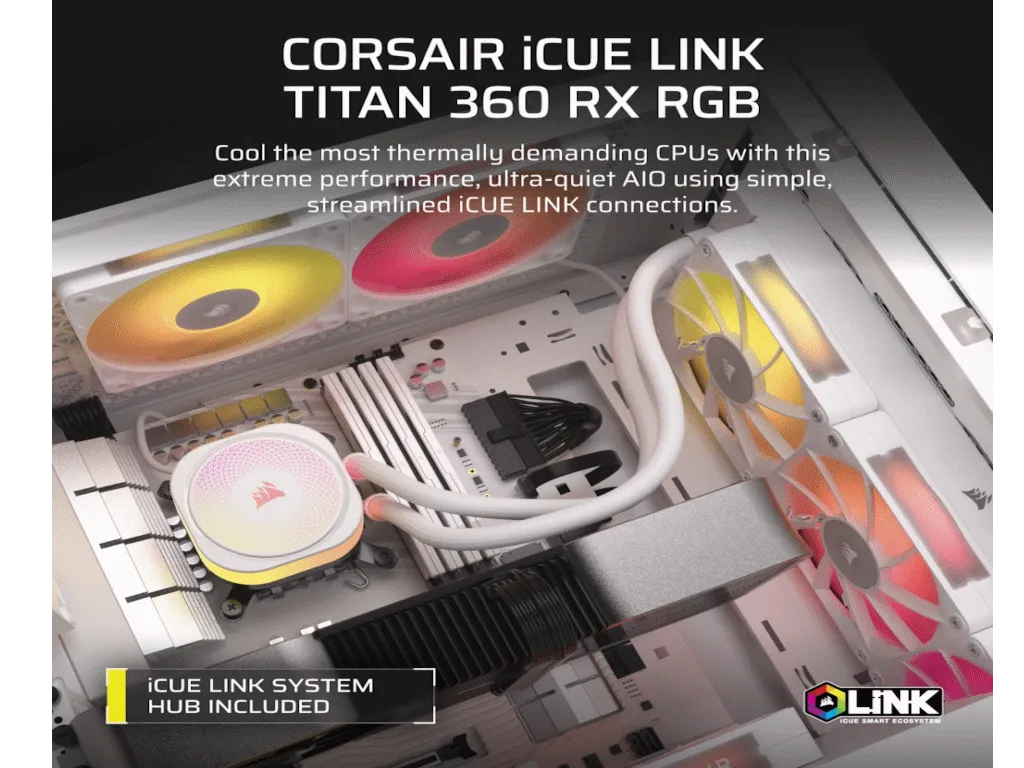 Corsair Kuler CORSAIR iCUE LINK TITAN 360 RX RGB/AIO/360mm/vodeno hladenje/bela Slika 1