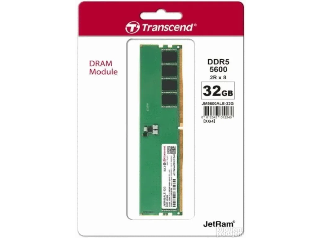 Transcend Memorija TRANSCEND 32GB/DIMM/DDR5/5600MHz/CL46/crna Slika 1