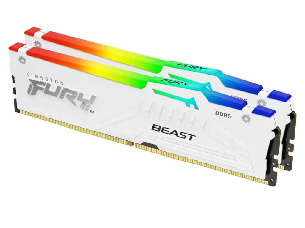 Kingston Memorija KINGSTON 64GB(2x32GB)/DIMM/DDR5/5200MHz/CL36/FURY Beast White RGB EXPO Slika 2