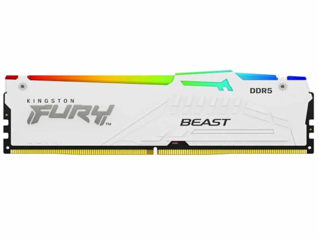 Kingston Memorija KINGSTON 64GB(2x32GB)/DIMM/DDR5/5200MHz/CL36/FURY Beast White RGB EXPO Slika 1