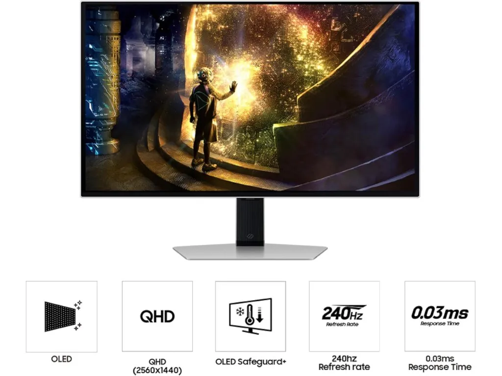 Samsung Monitor SAMSUNG LS27DG612SUXEN 27"/OLED/2560x1440/240Hz/0,03msGTG/HDMI,DP,USB C/freesync/srebrna Slika 4