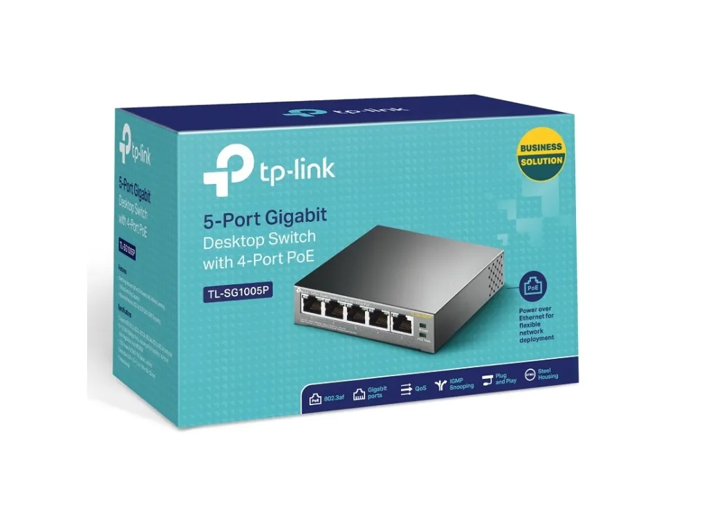 TP-Link Switch TP-LINK TL-SG1005P Gigabit/5x RJ45/10/100/1000Mbps/4x PoE+/56W PoE/metalno kuciste Slika 2