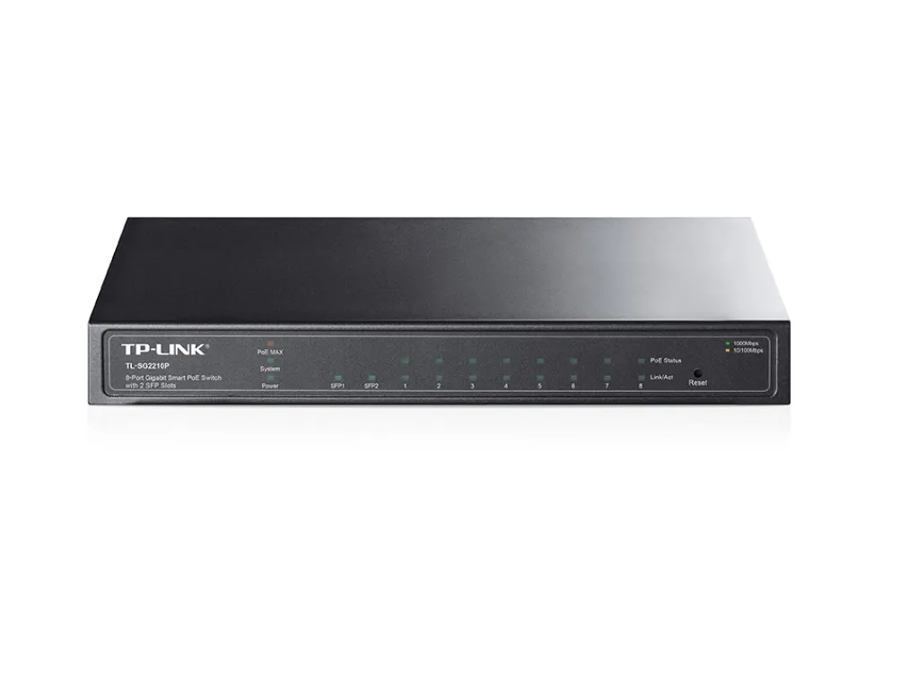 TP-Link Switch TP-LINK TL-SG2210P(T1500G-10PS) Gigabit/10x RJ45/1Gbps/Smart/8x POE+/Desktop metalno kuciste Slika 1