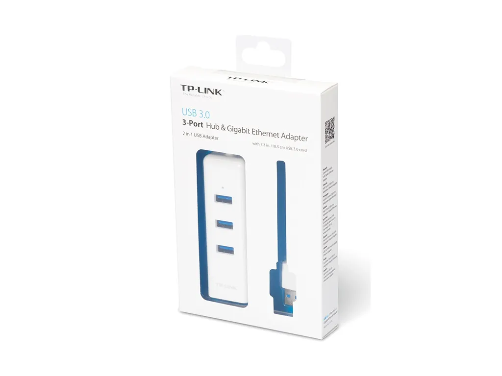 TP-Link Adapter TP-LINK UE330 USB 3.0 to RJ-45 Gigabit Ethernet Network/1x LAN/3x USB 3.0 Hub Slika 2