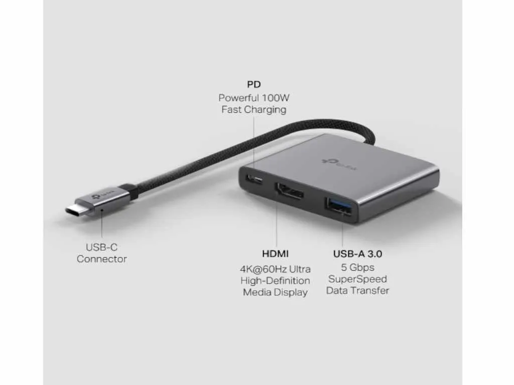 TP-Link Hub TP-LINK UH3020C USB Type-C 3-Port Hub/1*HDMI 4K@60Hz//1*PD 100W/1*USB Type-A 5Gbps Slika 2