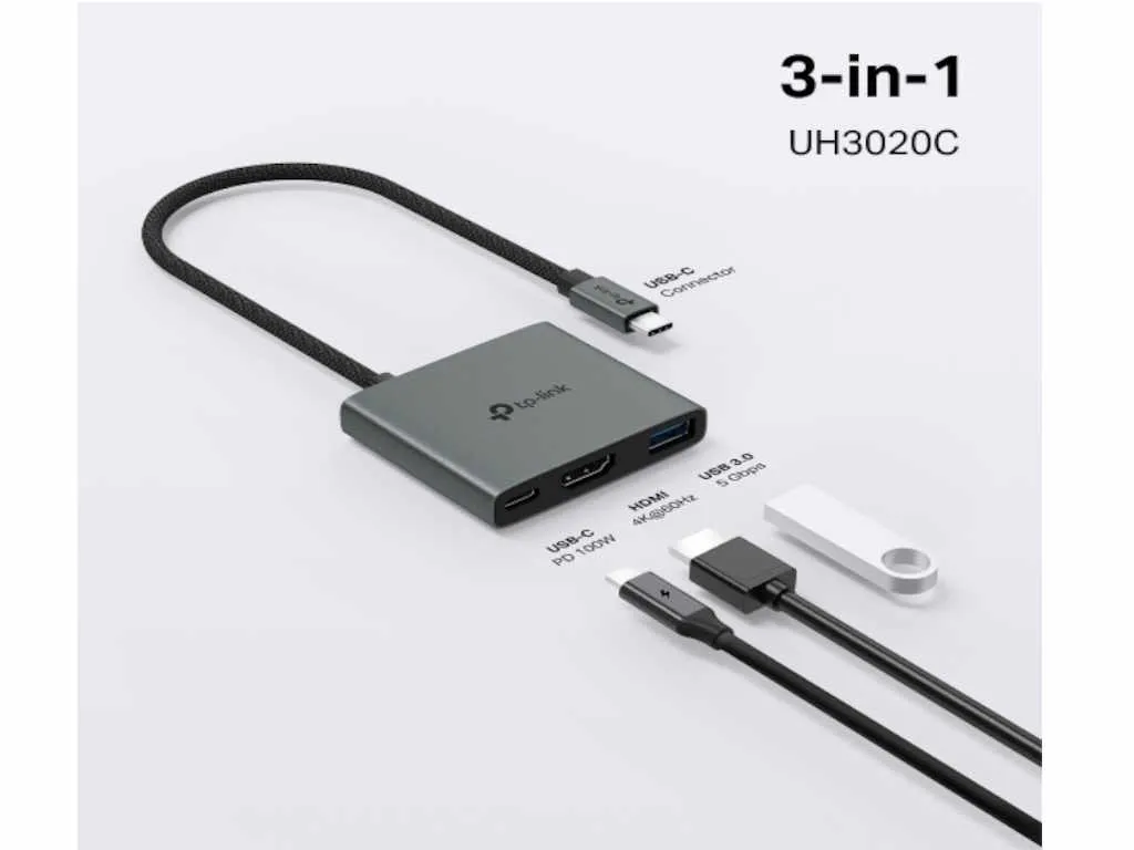 TP-Link Hub TP-LINK UH3020C USB Type-C 3-Port Hub/1*HDMI 4K@60Hz//1*PD 100W/1*USB Type-A 5Gbps Slika 3