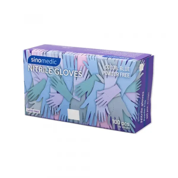 Nitril Rukavice NITRIL bez pudera Sinomedic L 1/100 plave Slika 1
