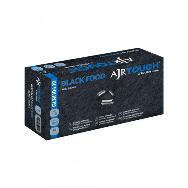 Nitril Rukavice NITRIL bez pudera AJR Touch S 1/100 crne Slika 1