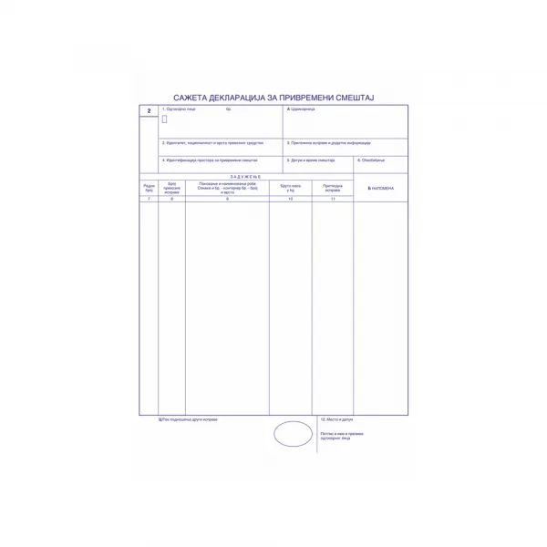 Optimum Sažeta deklaracija - blok Slika 3