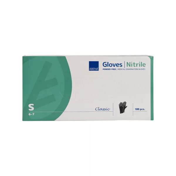 Nitril Rukavice NITRIL bez pudera Abena S crne 1/100 Slika 1