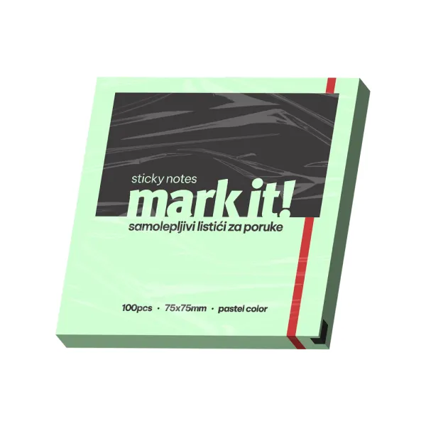Mark IT Samolepljivi listići Mark 100lis, 75x75mm zeleni Slika 1