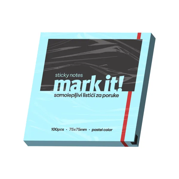 Mark IT Samolepljivi listići Mark 100lis, 75x75mm plavi Slika 1
