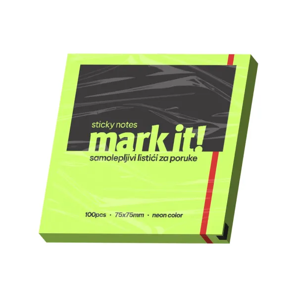 Mark IT Samolepljivi listići Mark 100lis, 75x75mm NEON zeleni Slika 1