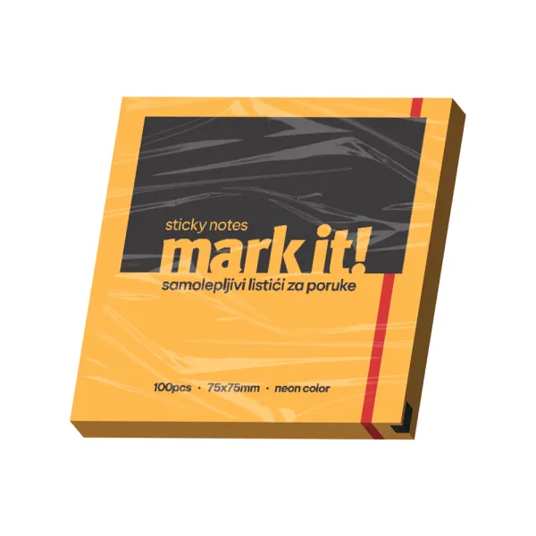 Mark IT Samolepljivi listići Mark 100lis, 75x75mm NEON narandžasti Slika 1