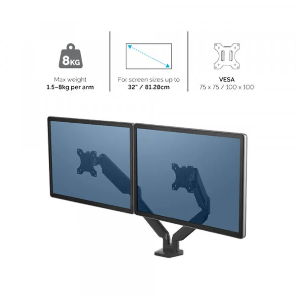 Nosač monitora Fellowes Platinum series dual Monitor 8042501 crni Slika 2