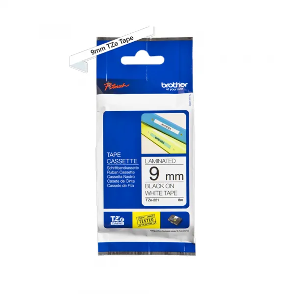 Brother TZe-221 crna na belo 9mm Slika 1
