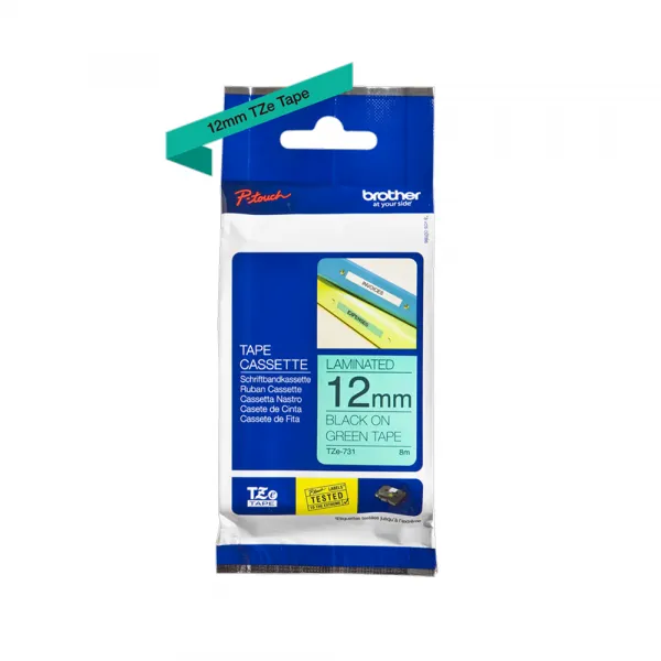 Brother TZe-731 crna na zeleno 12mm Slika 1