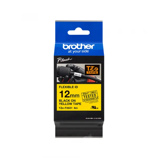 Brother TZe-FX631 crna na žuto 12mm Flexible ID Slika 1