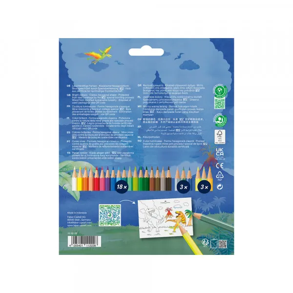 Drvene Bojice Faber Castell Dino Klasik 1/18+3 met+3 neon + stikeri 111222 Slika 2