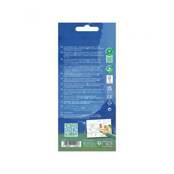 Drvene Bojice Faber Castell Dino Klasik 1/10 +3 met+3 neon + stikeri 111213 Slika 3