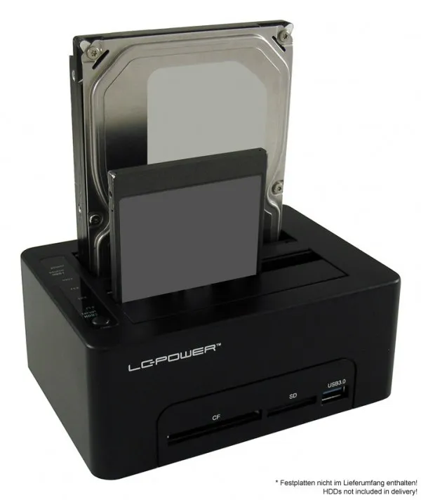 LC Power HDD D. Station dual bay LC-DOCK-U3-CR 2xSSD/HDD, Black, Cardreader,1xUSB3.0 HUB Slika 3