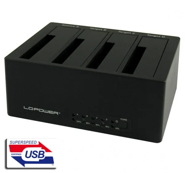 LC Power HDD D. Station 4-bay LC-DOCK-U3-4B 4xSSD/HDD, Black, USB 3.0/eSATA Slika 1