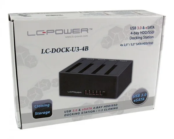LC Power HDD D. Station 4-bay LC-DOCK-U3-4B 4xSSD/HDD, Black, USB 3.0/eSATA Slika 3