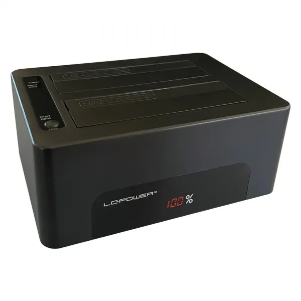 LC Power HDD D. Station dual bay LC-DOCK-U3-V 2xSSD/HDD Black, USB 3.2 Slika 5