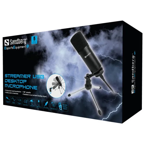 Stoni mikrofon Sandberg Streamer USB Desk sa tripodom 126-09 Slika 2