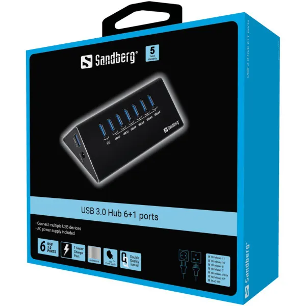 USB HUB 7 port Sandberg USB 3.0 sa napajanjem 133-82 Slika 2