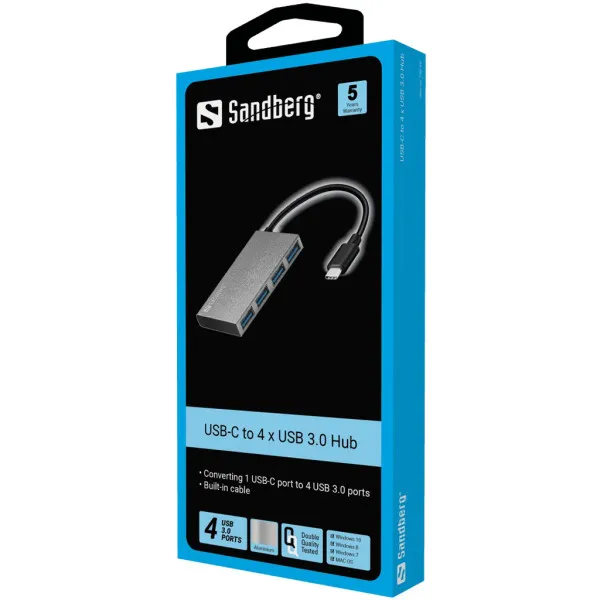 USB HUB 4 port Sandberg Pocket USB C - USB 3.0 136-20 Slika 2
