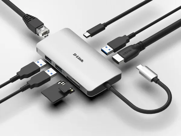 Docking D-Link DUB-M810 8in1 USB-C - HDMI/USB3.0x2/CR/PD/GLAN Slika 4