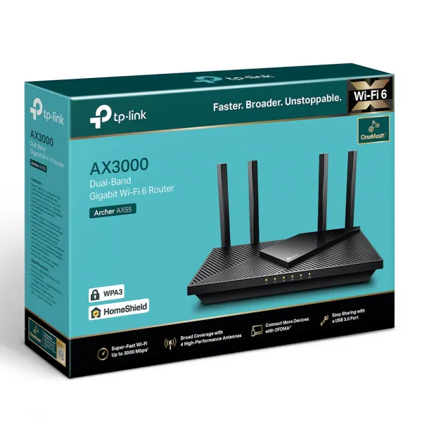 LAN Router TP-Link Archer AX55 AX3000/WiFi6/4GLAN Slika 4