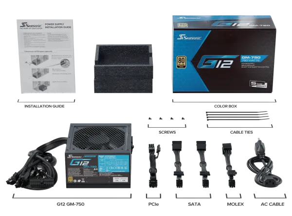 Napajanje 750W Seasonic G12 GM-750 Modularno, 80+ Gold Slika 2