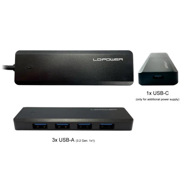 USB HUB LC Power LC-HUB-U3-4-V2 external USB3.2 Gen 1x1 HUB,4xUSB-A, 1xUSB-C, Slika 2